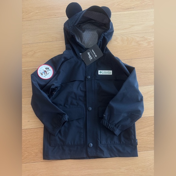 NWT Columbia Disney Mickey Mouse ears hooded kids black rain jacket sz 4T, S M L - Picture 2 of 5